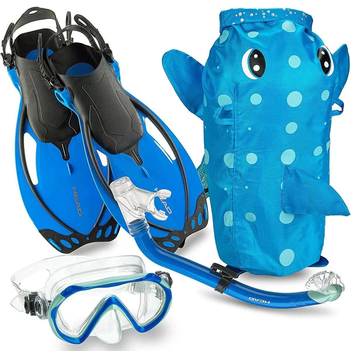 HEAD 480315SFSQULXL Premium Youth Sea Pals Snorkel Mask & Fins Set, Purple, LXL - Exclusive Design