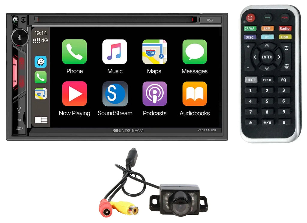 Soundstream VRCPAA-7DR 7" Car Monitor DVD Receiver w/CARPLAY/ANDROID AUTO+Camera - Exclusive Design