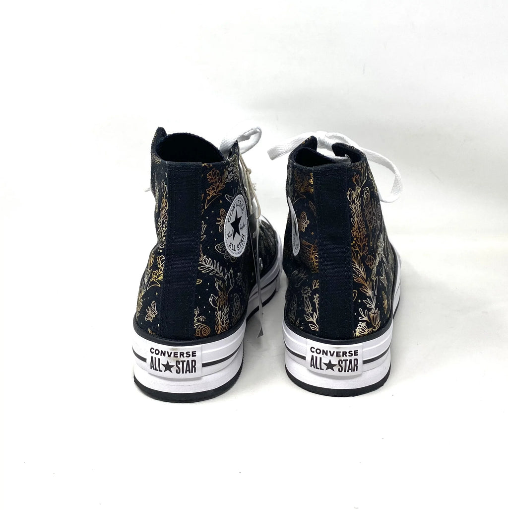 Converse CTAS Lift Platform High Top Black Women's Kids Canvas Sneakers A01511C - Exclusive Design