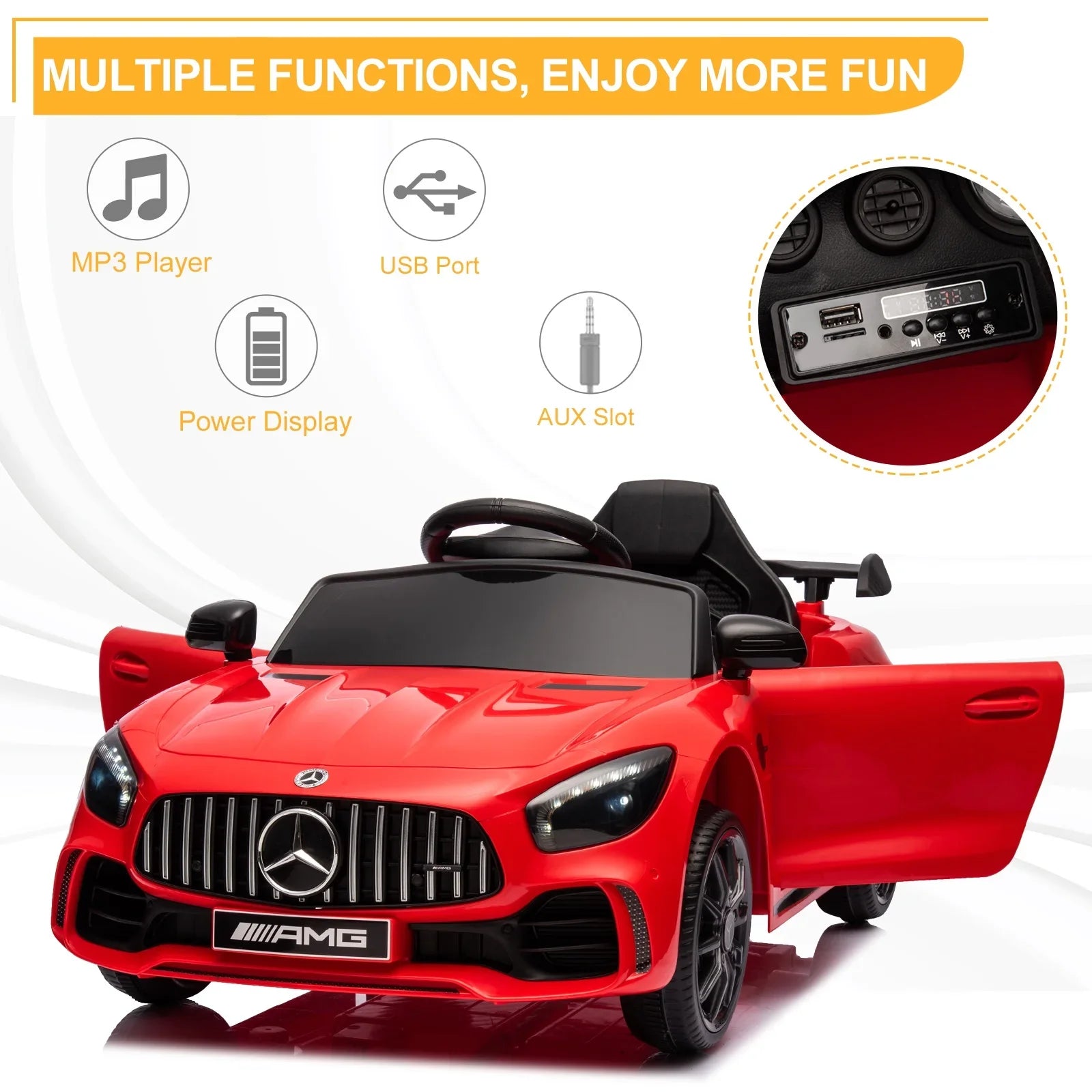 LEADZM Dual Drive 12V 4.5Ah Sports Car - Red - 26.9 - Experience the thrill of driving our realistic Mercedes-Benz Sports Car! - Exclusive Design