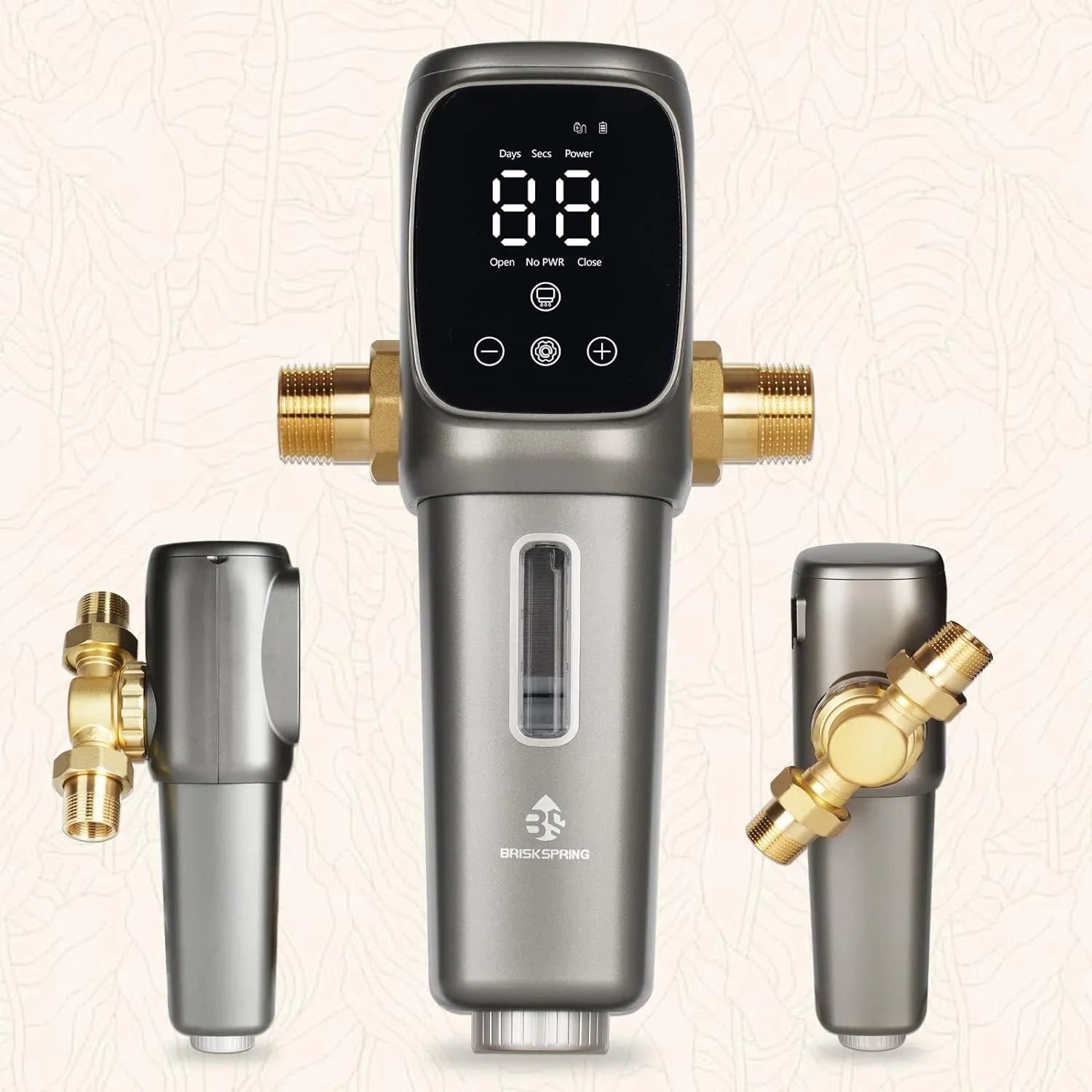 OUWI's King Model Spin Down Sediment Filter, Touch-Screen Automatic Flushing and Drainage, 360Â°Rotatable Head, 40 Micron Reusable Whole House Water Filter System, 1" MNPT + 3/4" FNPT Connector - Exclusive Design