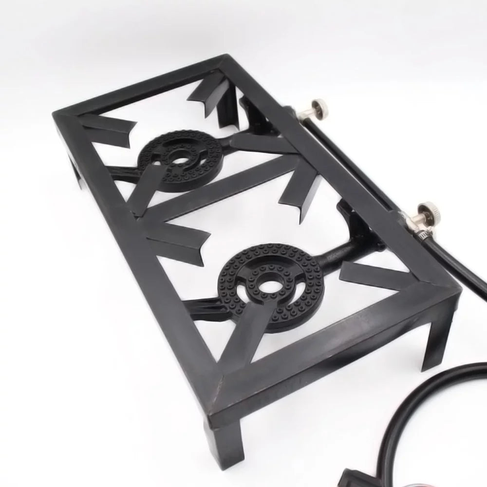 Htovila Propane Gas Double Cast Iron Stove for Patio Camping BBQ Cooking (Standard), Furnace for Excursions - Exclusive Design