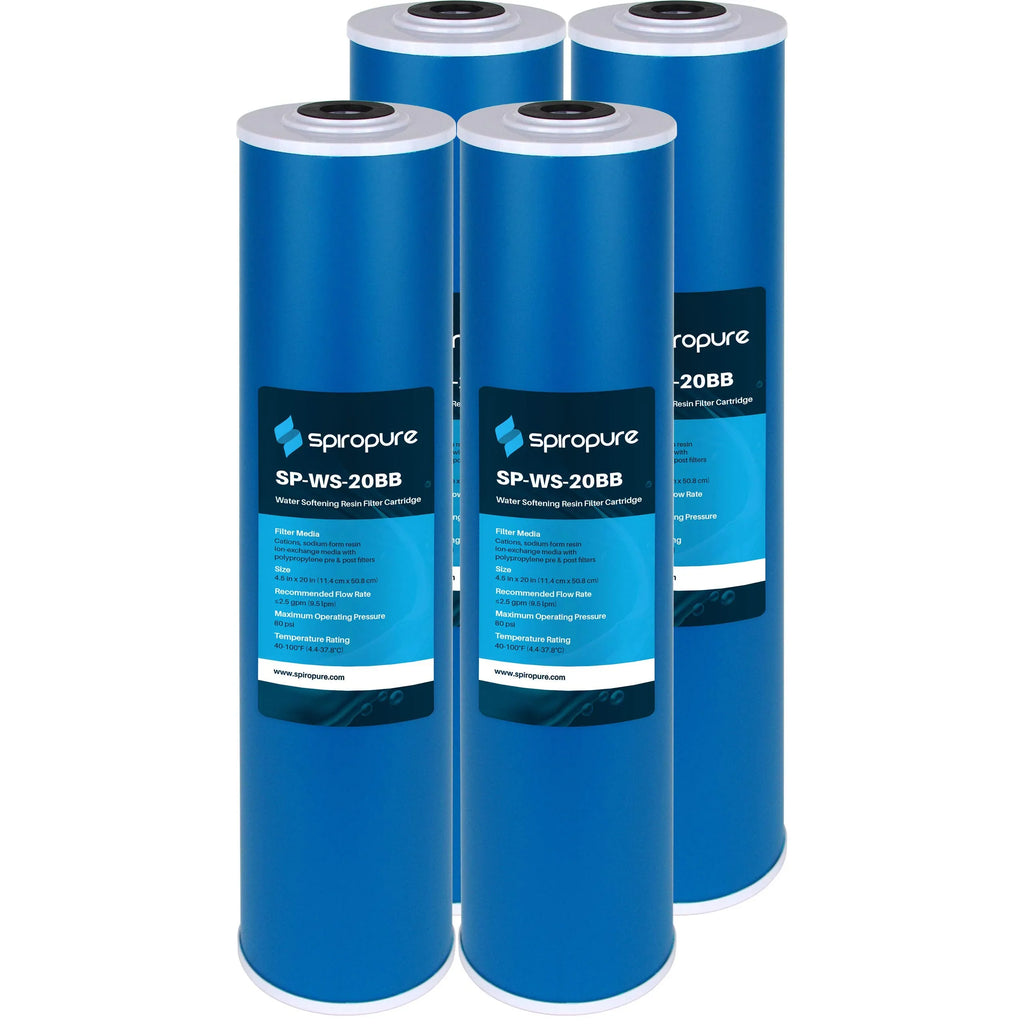 SpiroPure SP-WS-20BB 20â x 4.5â Cation Resin Water Softener Cartridge WS-20BB 155321-43 (Case of 4)