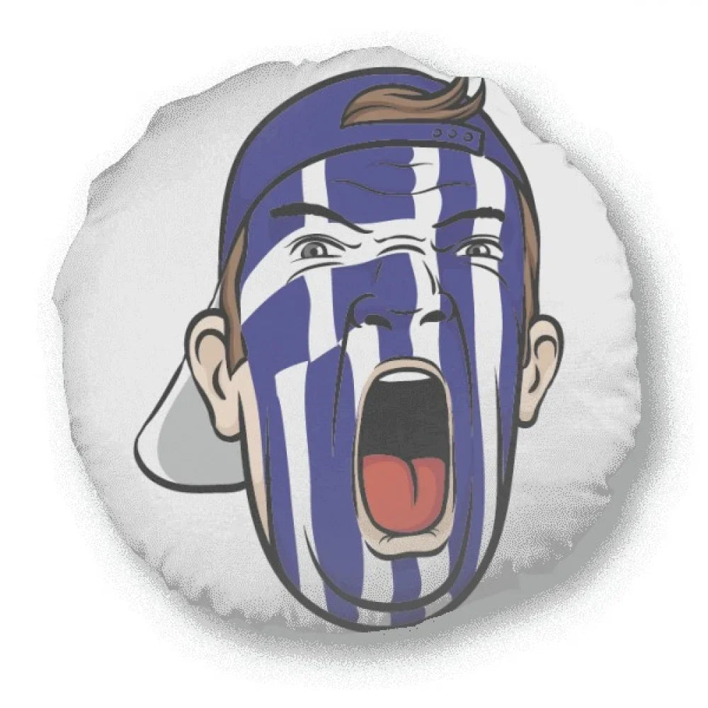 Stylish Greece Flag Facial Makeup Head Screang Cap Round Throw Pillow Home Decoration Cushion