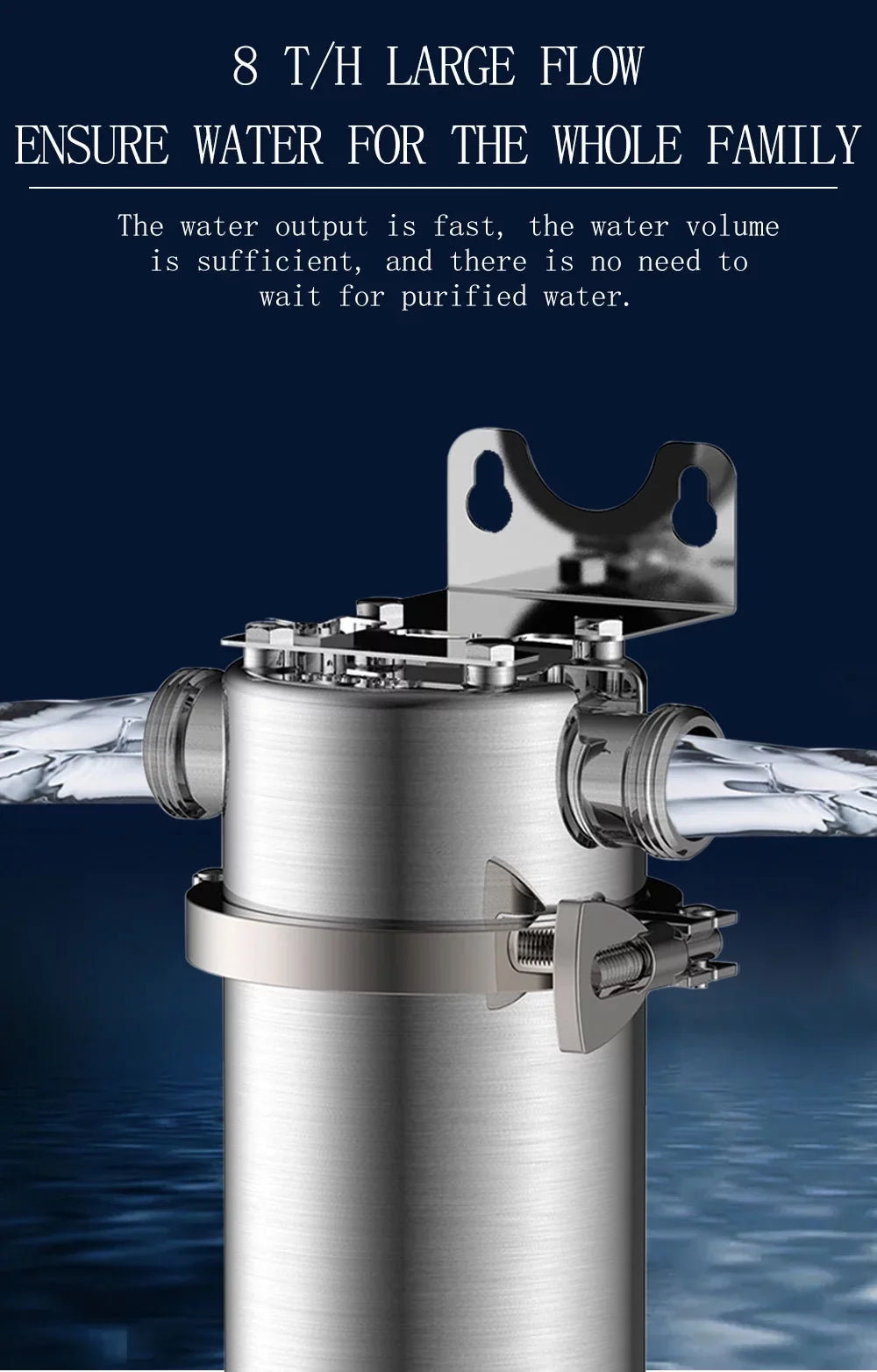 Stylish TECHTONGDA Front Water Filter Housing 10 inch Filter 1 inch NPT for Whole House Water Purification 304 Stainless Steel 8000L/h
