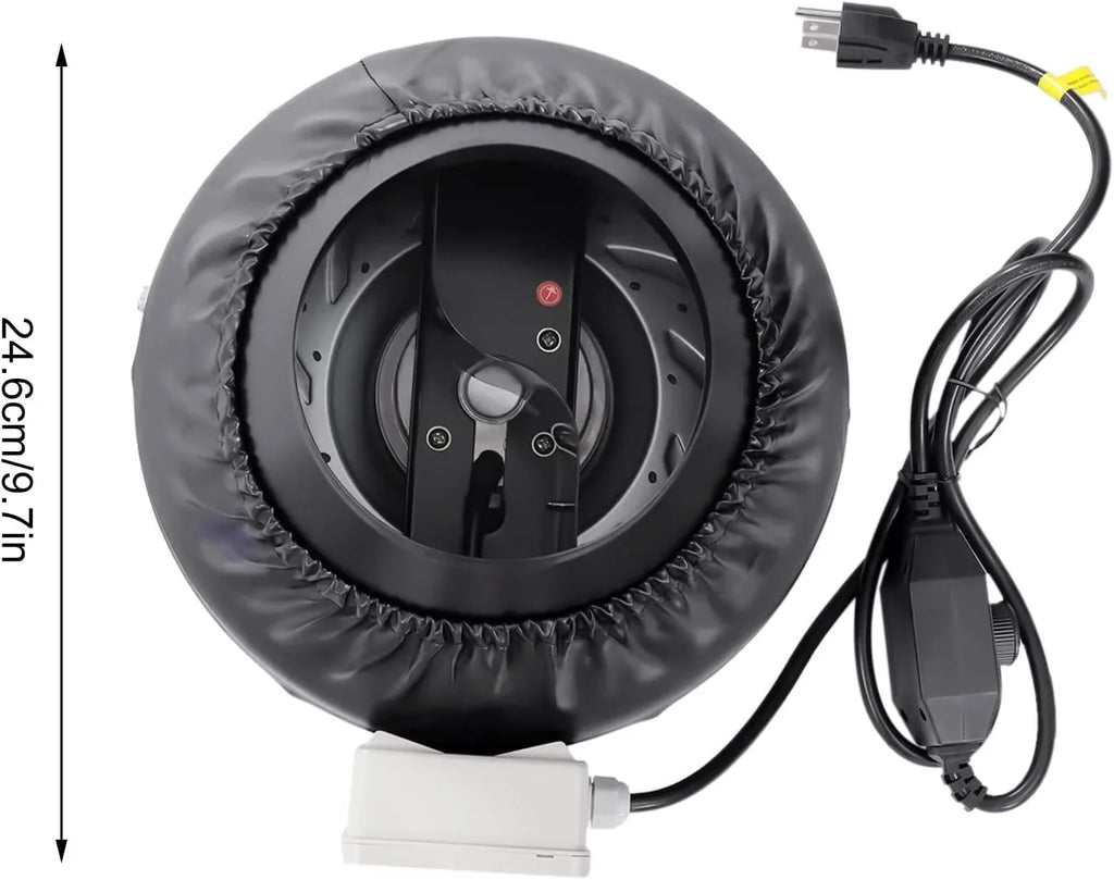 FETCOI Grow Tent Fan 8 Inch Inline Fan Industrial Grade Duct Exhaust Fan Combinable with HEPA Filter & Carbon Filter Powerful Booster Fanwith Speed Controller - Exclusive Design