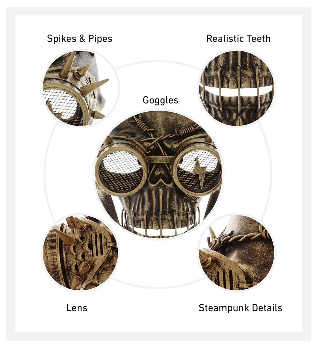Stylish Attitude Studio Steampunk Wired Skeleton Full Face Mask Goggles Costume - Gold