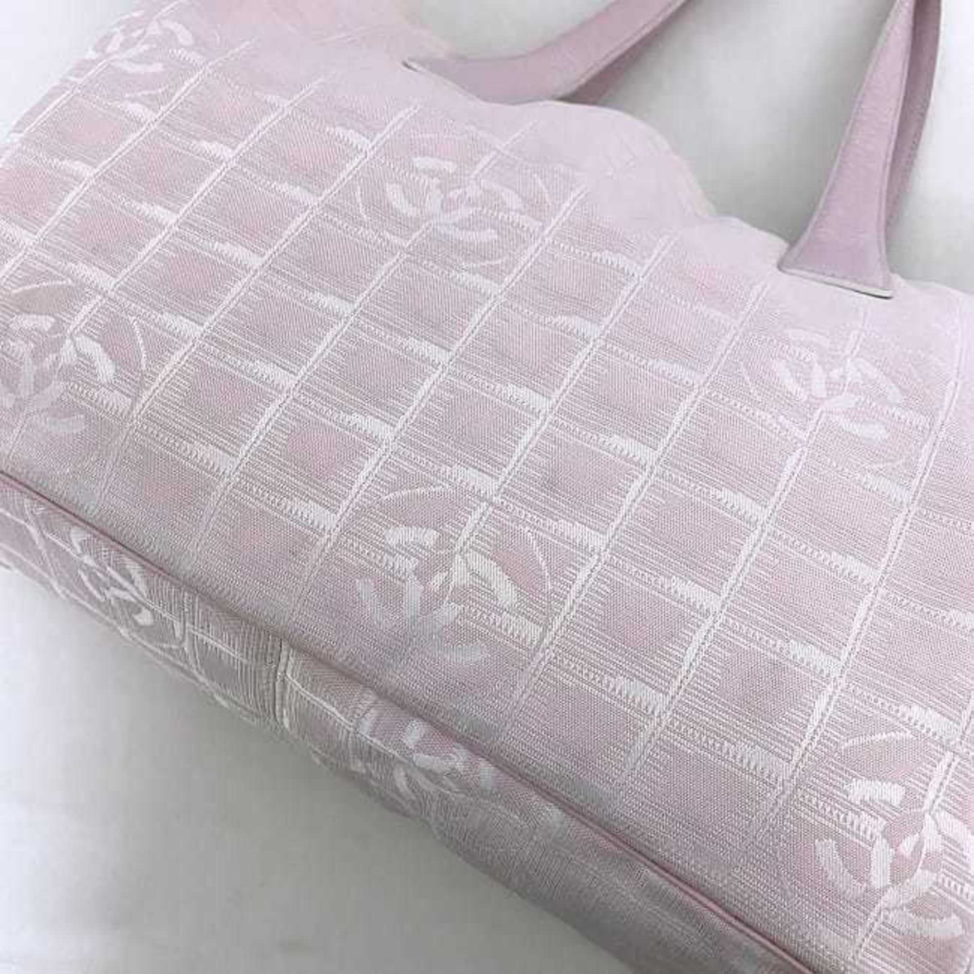 Pre-Owned Chanel MM Pink New Line A15991 Nylon Leather 8216800 CHANEL Coco Mark Tra Ladies (Good)
