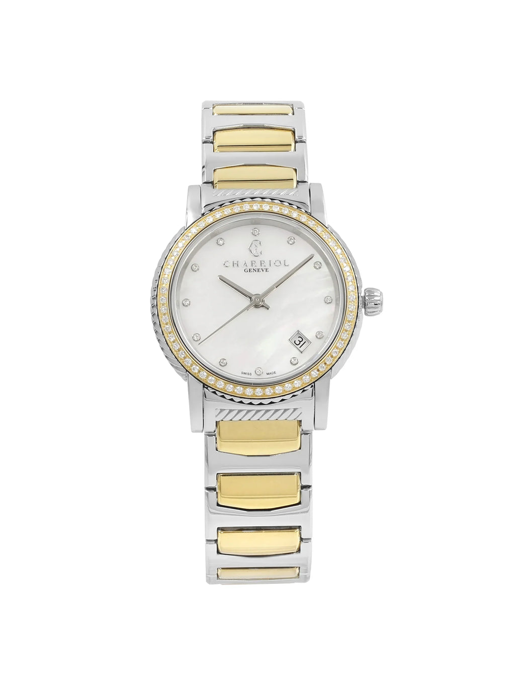 Charriol Parisii MOP 0.40cttw Two Tone Steel Quartz Ladies Watch P33SY2D.921.001 - Exclusive Design
