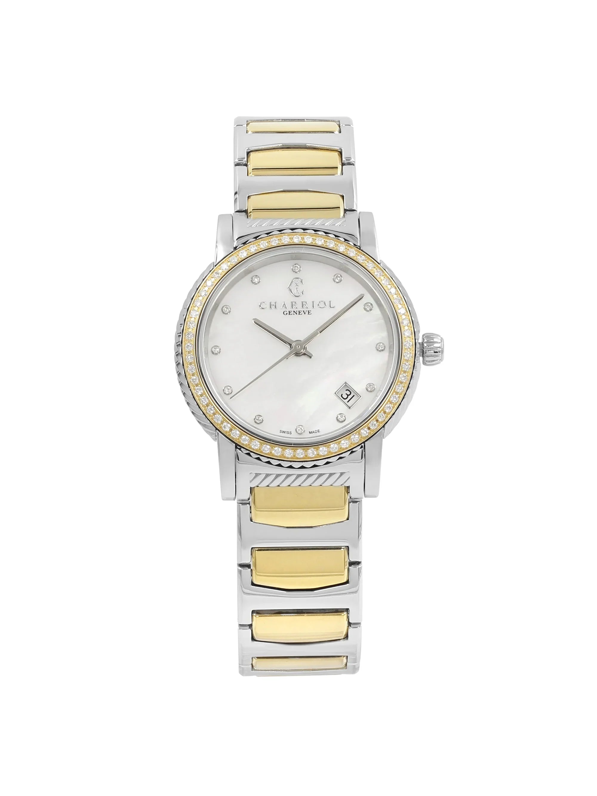 Charriol Parisii MOP 0.40cttw Two Tone Steel Quartz Ladies Watch P33SY2D.921.001 - Exclusive Design