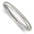 Stainless Steel Bracelet Bangle Women's 7 mm 8 in Chisel Polished and Textured Hollow