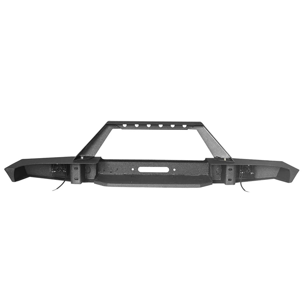 Hooke Road Fit Jeep Cherokee XJ 1984-2001 Steel Front Bumper W/ LED Spotlights & Winch Plate