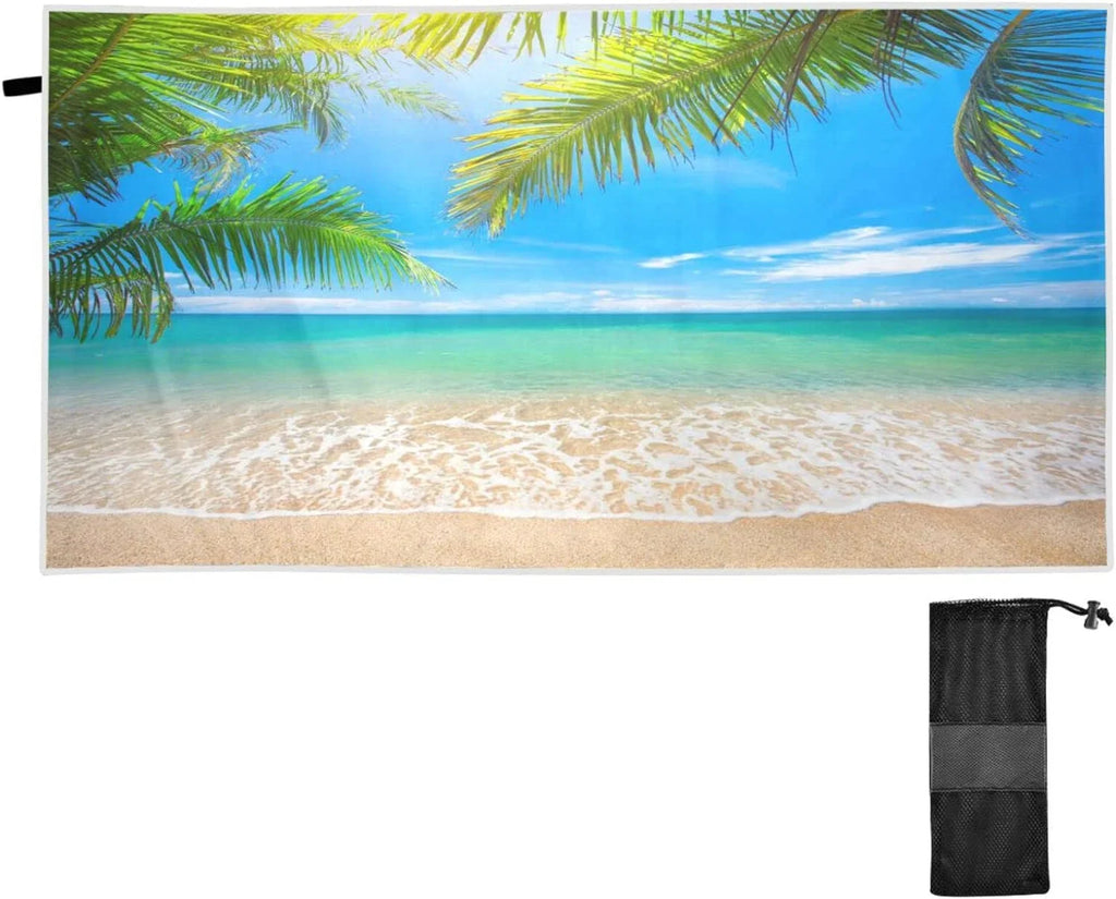 Bestwell Summer Tropical Palm Beach Beach Towel Oversized Towel Blanket, Thin Lampweight Microfiber Sand Free Quick Dry Towel, 30âX60â Multipurpose Pool Bath Yoga Swim Shower Towel