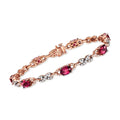 Stylish Ross-Simons C. 2000 Vintage Le Vian 8.05 ct. t.w. Rhodolite Garnet and 1.40 ct. t.w. Diamond Infinity-Link Bracelet in 14kt Rose Gold, Women's, Adult, Pre-Owned