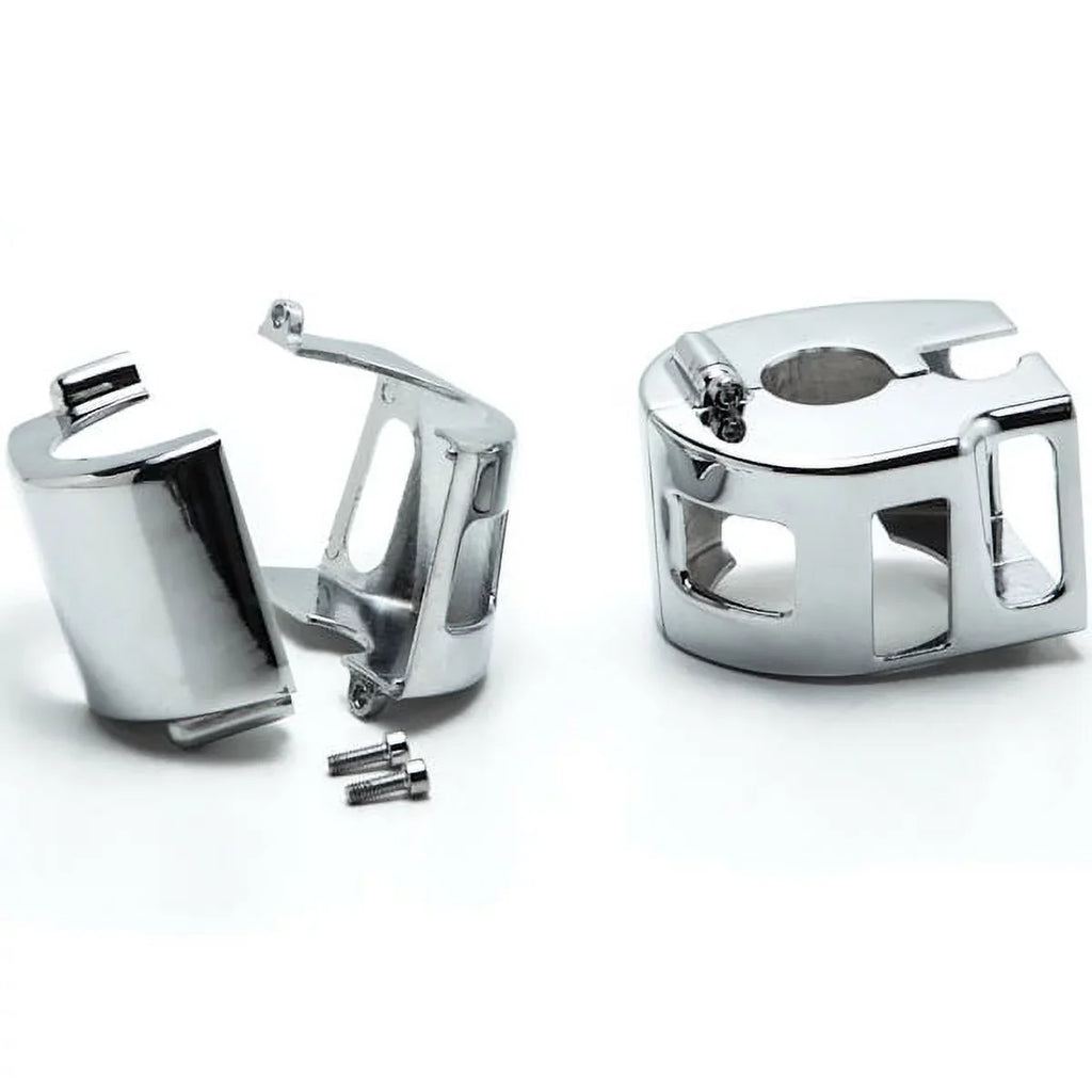 Krator Yamaha Road Star V-Star 650 Kawasaki Vulcan 1500 1600 Custom Handlebar Switch Housing Cover Kit - Chrome