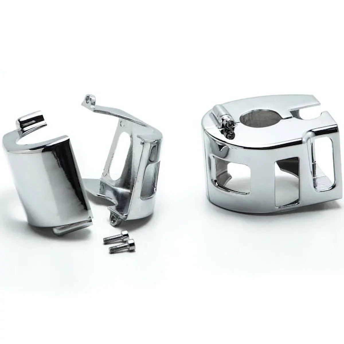 Krator Yamaha Road Star V-Star 650 Kawasaki Vulcan 1500 1600 Custom Handlebar Switch Housing Cover Kit - Chrome