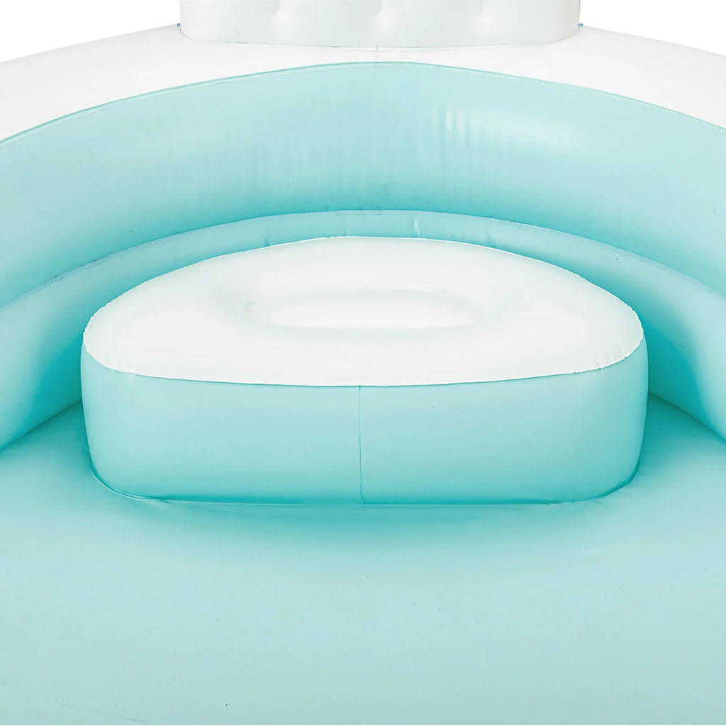 Stylish Funsicle: Shimmer Party Pool - 10ft Inflatable Lounge Pool, Teal & White, 120x110x18", Cup Holders, Comfortable Backrests, Outdoor Family Pool