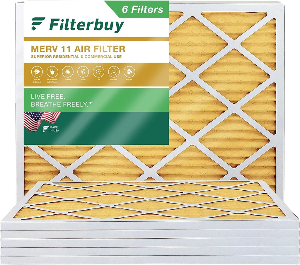 Filterbuy 17x21x1 MERV 11 Pleated HVAC AC Furnace Air Filters (6-Pack) - Exclusive Design