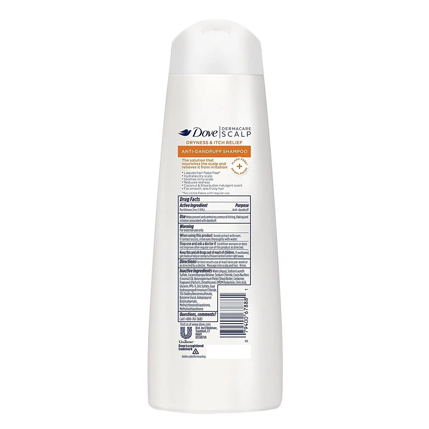 Stylish Dove Dermacare Scalp - Anti-Dandruff Shampoo - Dryness & Itch Relief - 12 Fl Oz (Pack Of 2)