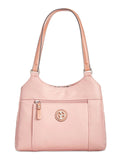 Stylish GIANI BERNINI Women's Pink Pebbled 4-poster Logo Hardware Double Flat Strap Tote Handbag Purse