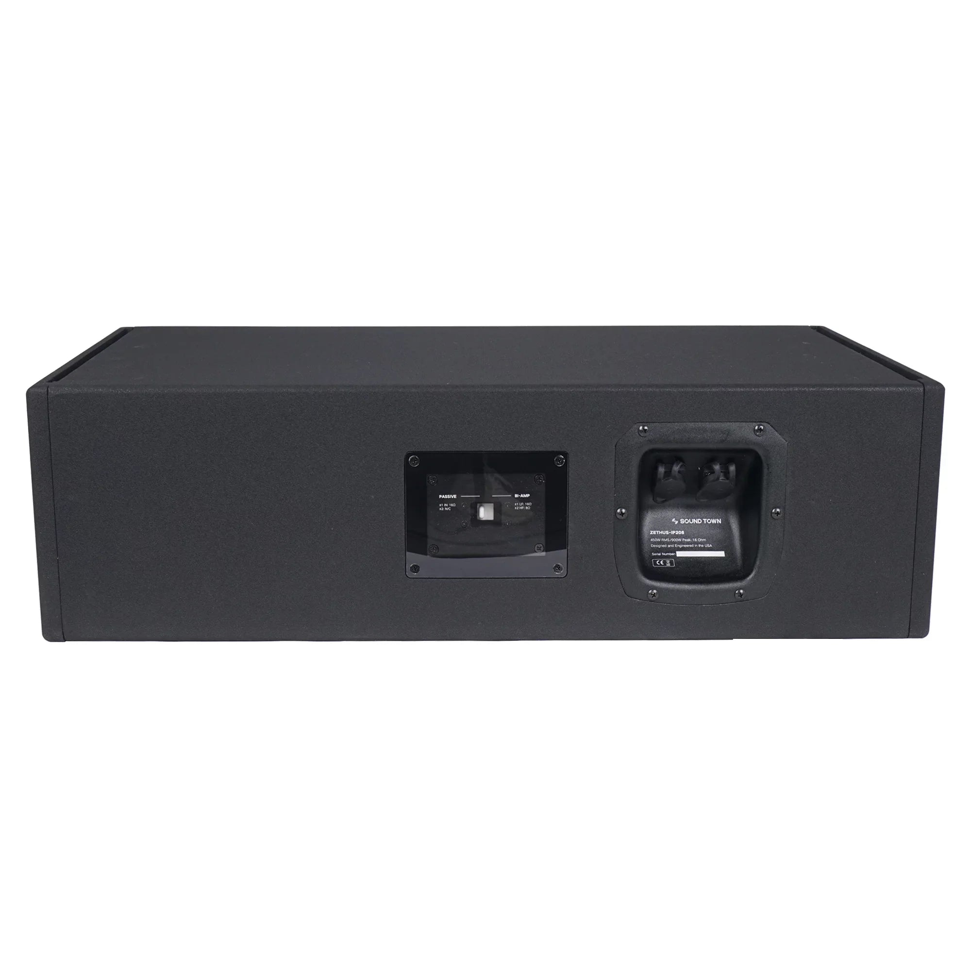 Sound Town All-Weather 4 x Dual 8â Water-Resistant Passive Line Array System with 3â Titanium Compression Drivers, Full Range/Bi-amp Switchable, Black (ZETHUS-IP208X4)