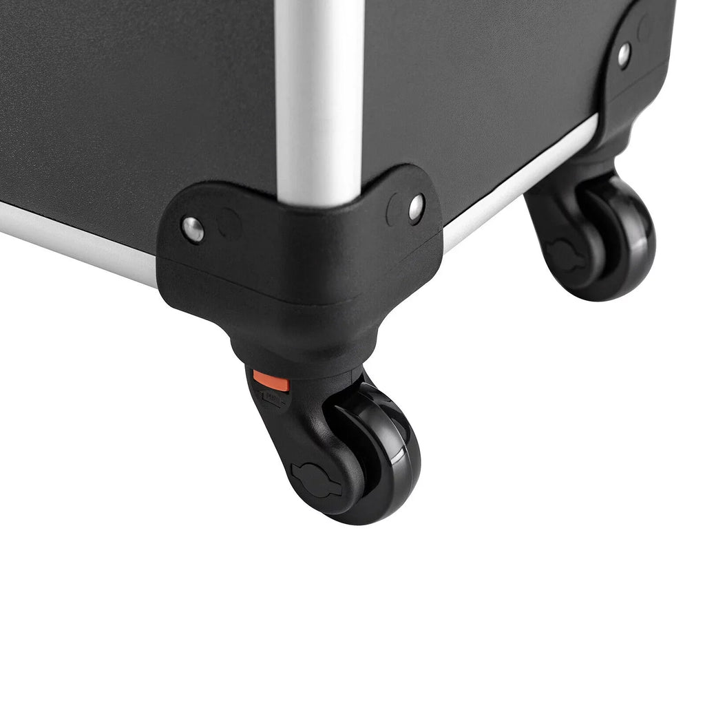 Stylish Rolling Lockable Makeup Train Case Hairdresser Trolley, Stylist Beauty Nail Salon Barber Case Cosmetic Luggage Travel Trunk Cart Organizer Tool Box with Swivel Wheels (Black)