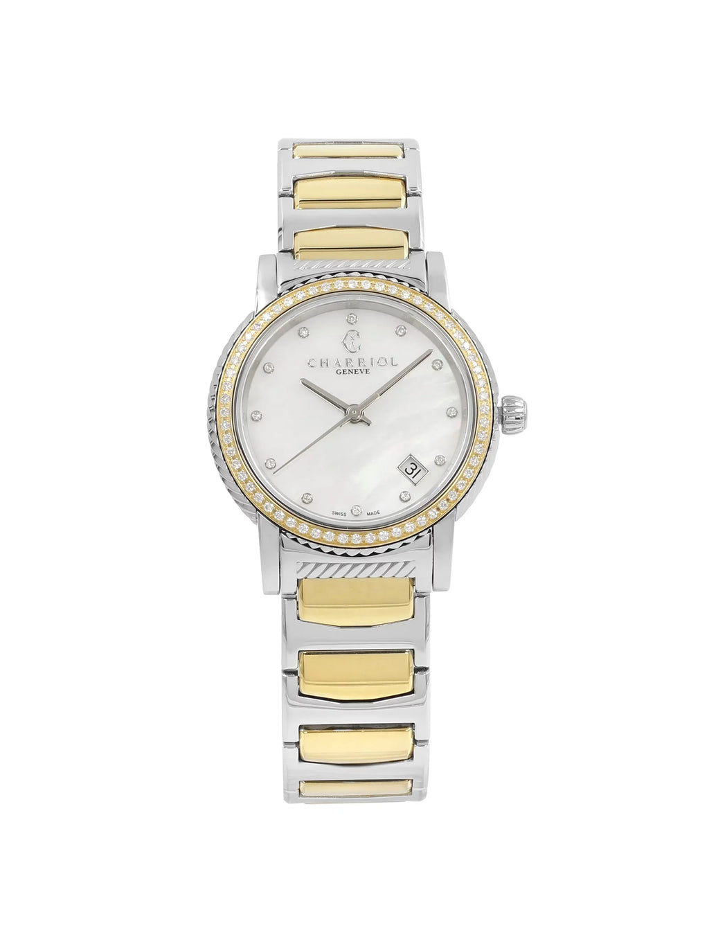 Charriol Parisii MOP 0.40cttw Two Tone Steel Quartz Ladies Watch P33SY2D.921.001 - Exclusive Design