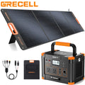 Stylish GRECELL 1000W Power Station + 200W Foldable Solar Panel Kits Set for RV Camping