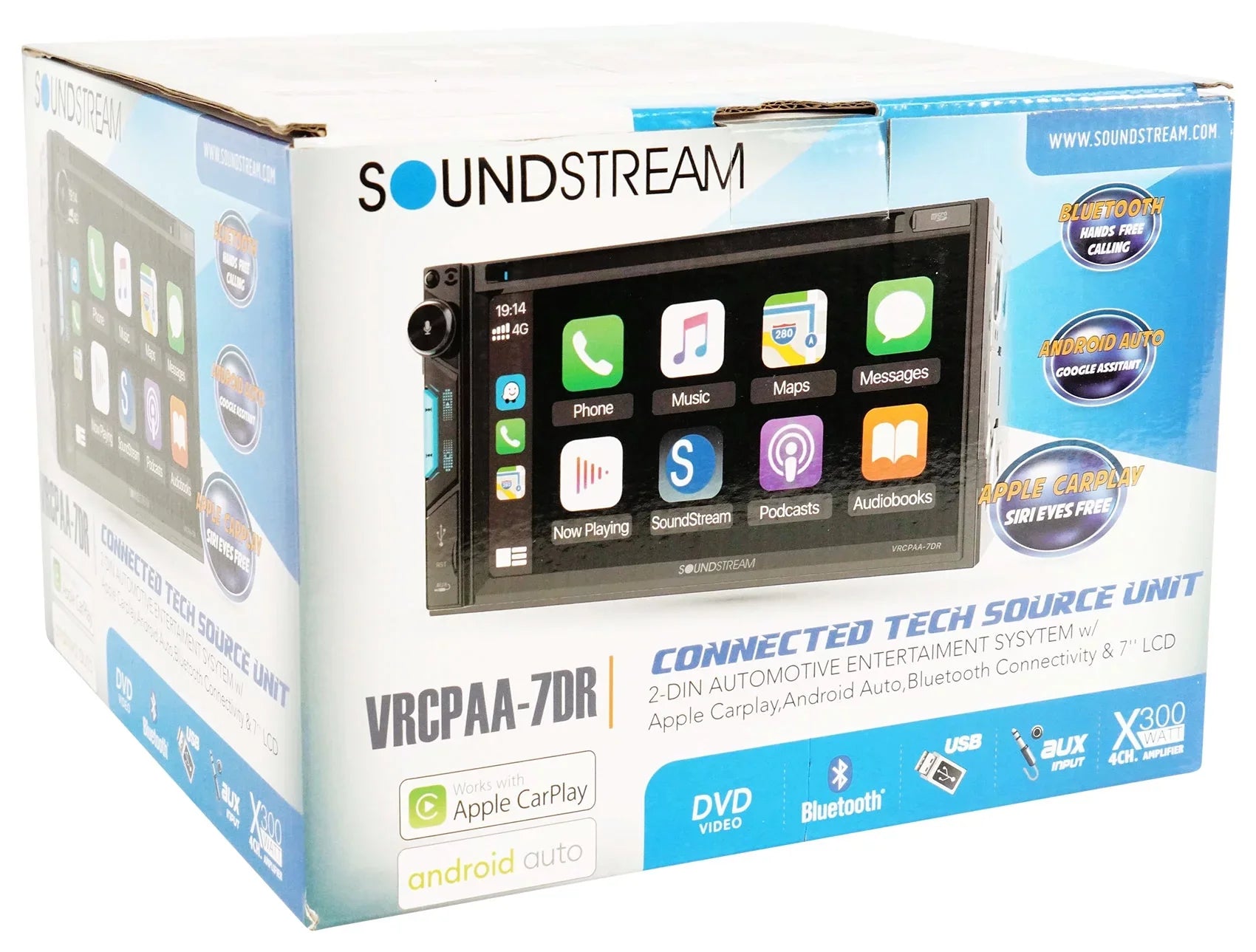 Soundstream VRCPAA-7DR 7" Car Monitor DVD Receiver w/CARPLAY/ANDROID AUTO+Camera - Exclusive Design