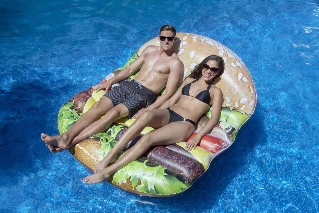 Stylish Inflatable Brown Cheeseburger Deluxe Island Swimming Pool Float 60-Inch