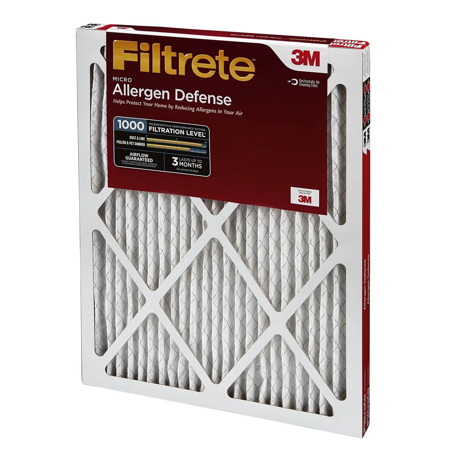 Filtrate 16x25x1, AC Furnace Air Filter, MPR 1000, Micro Allergen Defense, 2-Pack