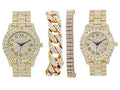 Bling'ed Out King and Queen Hip Hop Watch Set Perfect for Power Couples to Flaunt On and Off The Dance Floor - ST10325/ST10364 His&Hers(ST10327Gld Gld) - Exclusive Design