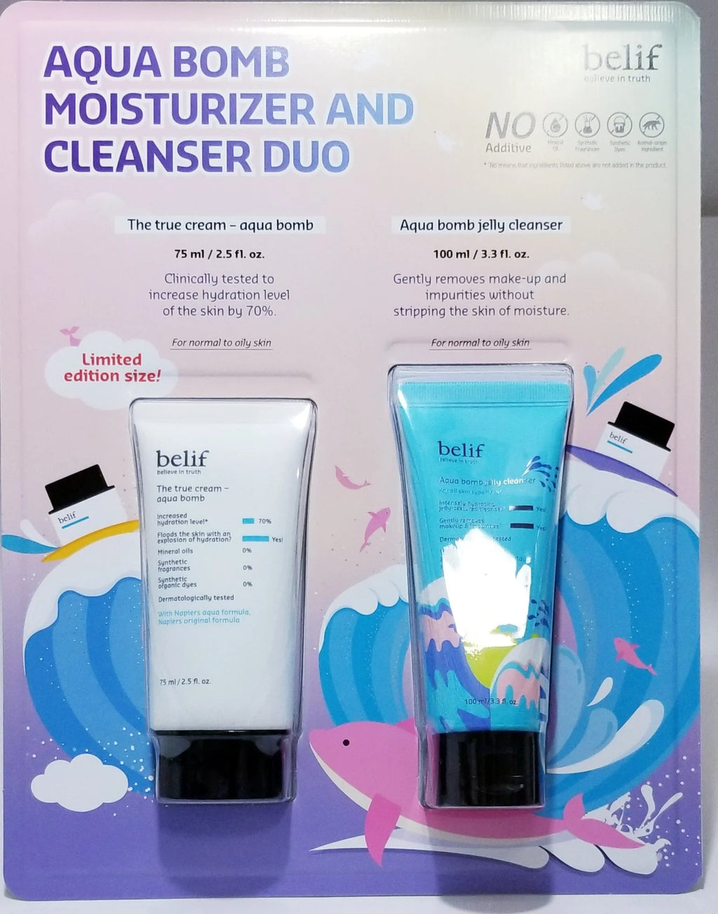 Stylish Belif Aqua Bomb Moisturizer and Jelly Cleanser Duo Pack