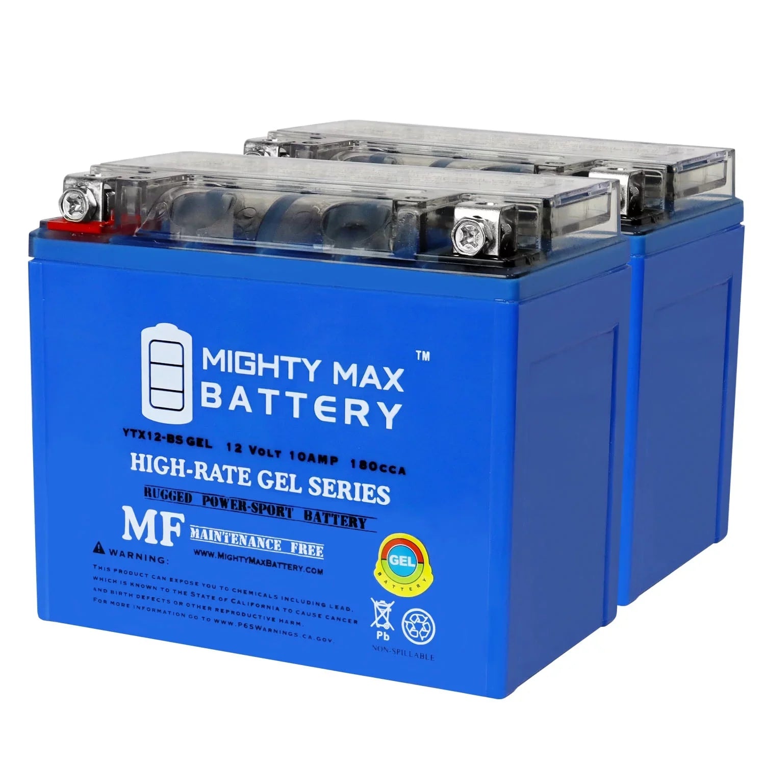Stylish YTX12-BSGEL 12V 10Ah GEL Replacement Battery Compatible with Honda 250 TRX250 FourTrax Recon 97-17 - 2 Pack