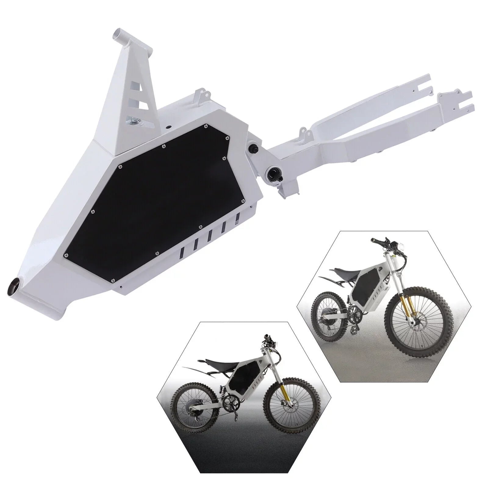 Stylish Miumaeov Electric Bicycle Iron Frame Adjustable For 20" or 26" Stealth Bomber E-Bikes(White)