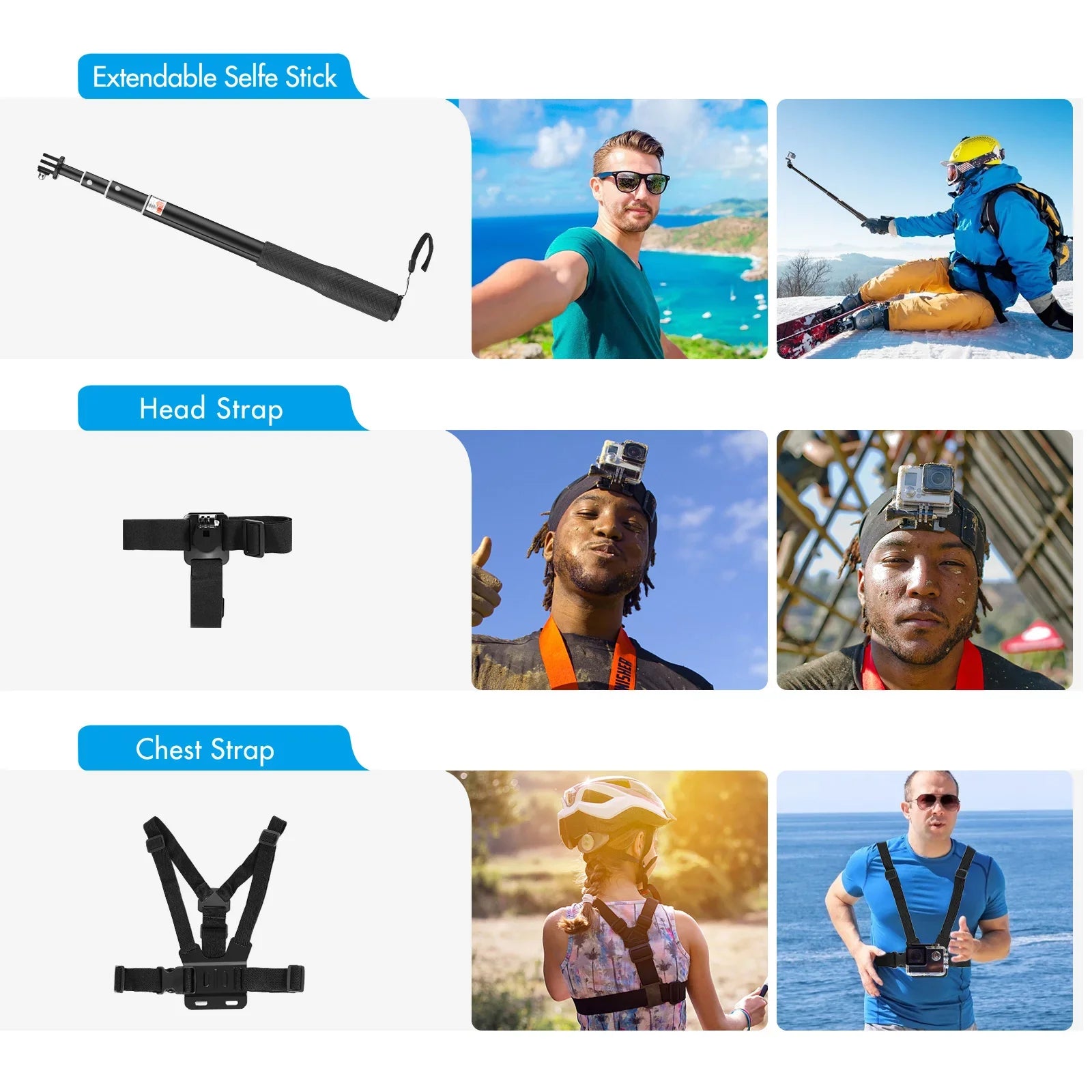 Anself Action Accessories Kit Sports Accessories Set with Waterproop Housing Silicone Protective Case Selfie Stick Various Mount Bracket and More Replacement for GoPro Hero 109 Black with - Exclusive Design