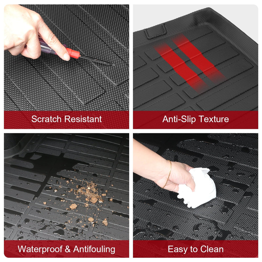 Ikon Motorsports Trunk Mat Compatible With 2023 Honda CR-V, Black 3D Molded Car Rear Carpets Liner Protection TPE Thermo Plastic Elastomer All Weather Boot Tray Cover Protector Pad
