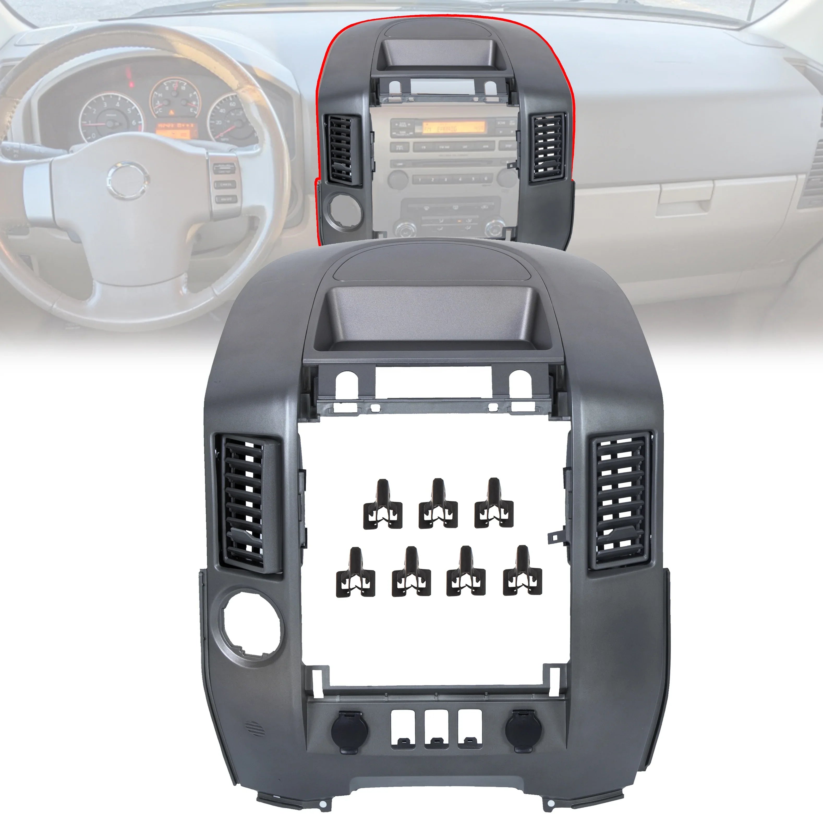 Stylish Kojem Dash Center Console Instrument Panel Lid Bezel for 2004 2005 2006 Nissan Titan XE SE Armada 68257-8S800