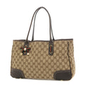 Pre-Owned Gucci GG Pattern Princess Ribbon Tote Bag Canvas Leather Beige Brown 163805 (Good)