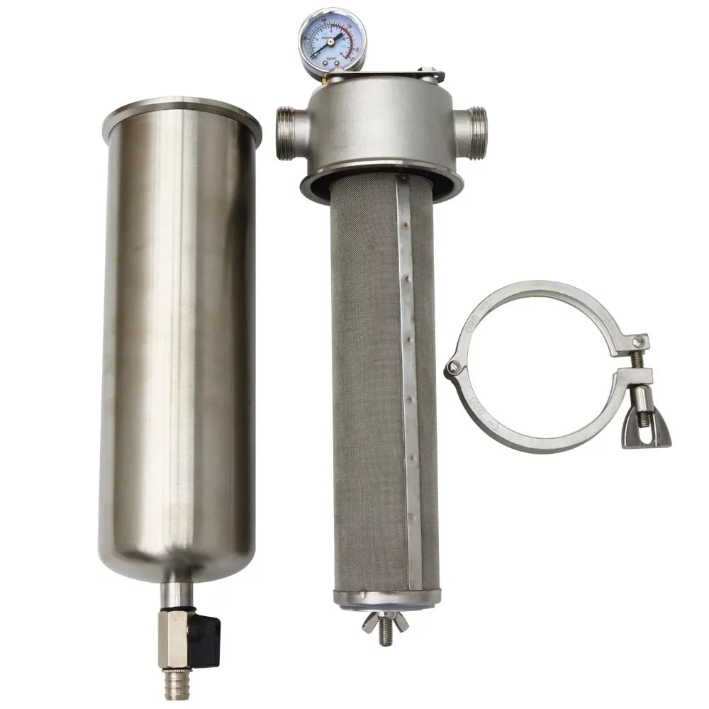 Stylish TECHTONGDA Front Water Filter Housing 10 inch Filter 1 inch NPT for Whole House Water Purification 304 Stainless Steel 8000L/h