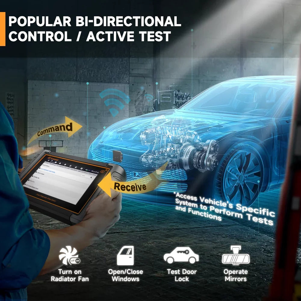 Foxwell NT809TS TPMS Relearn Programming Reset Tool Bi-directional Control Scan Tool OBD2 Automotive Scanner Scan Full Systems Oil Reset ABS Bleeding Injector Coding 30+ Reset Services Car Code Reader - Exclusive Design