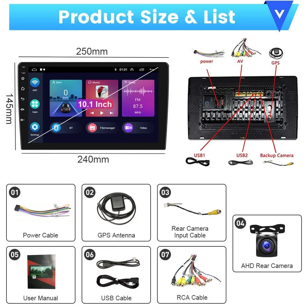Podofo 2+64G for Honda Civic 2006-2011 Wireless Carplay Android Auto Mirror Link 10'' Touchscreen Car Stereo Radio Android 13 HD 1080P WIFI GPS Hifi FM Bluetooth, AHD Backup Camera - Exclusive Design