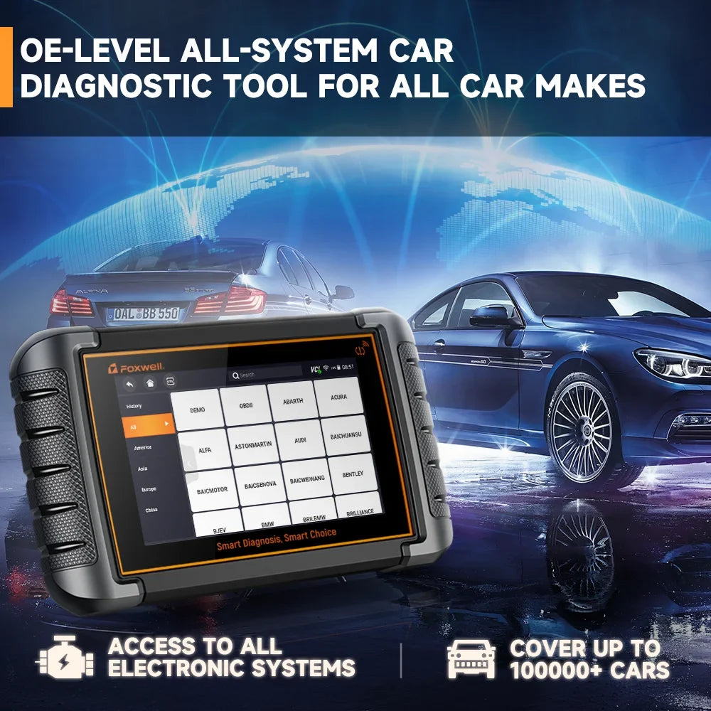 Foxwell NT809TS TPMS Relearn Programming Reset Tool Bi-directional Control Scan Tool OBD2 Automotive Scanner Scan Full Systems Oil Reset ABS Bleeding Injector Coding 30+ Reset Services Car Code Reader - Exclusive Design
