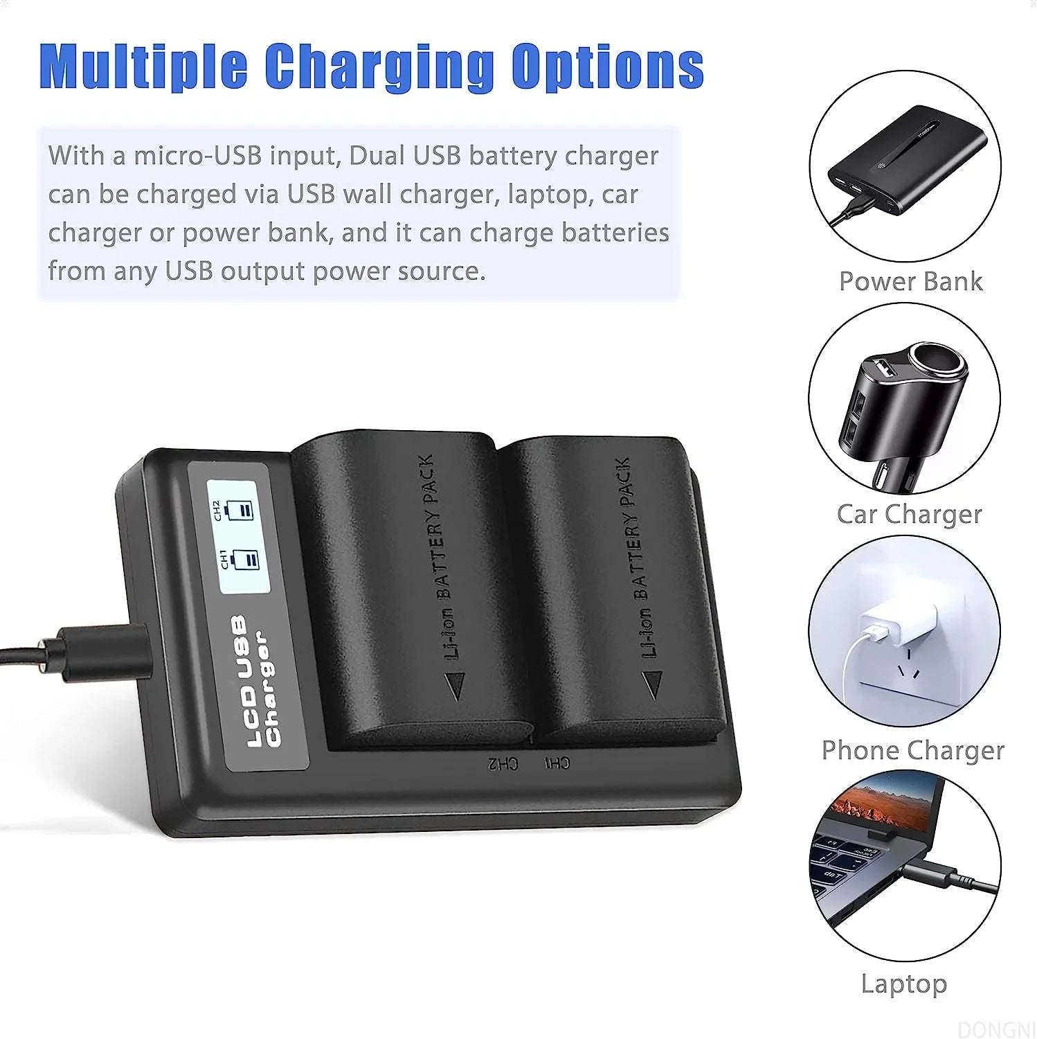 2-Pack LP-E6NH 2950mAh Batteries and Dual Charger for Canon EOS R R5 R6 5DS 6D 7D 60D 70D 80D 90D 5D Mark II/III/IV Camera - Exclusive Design