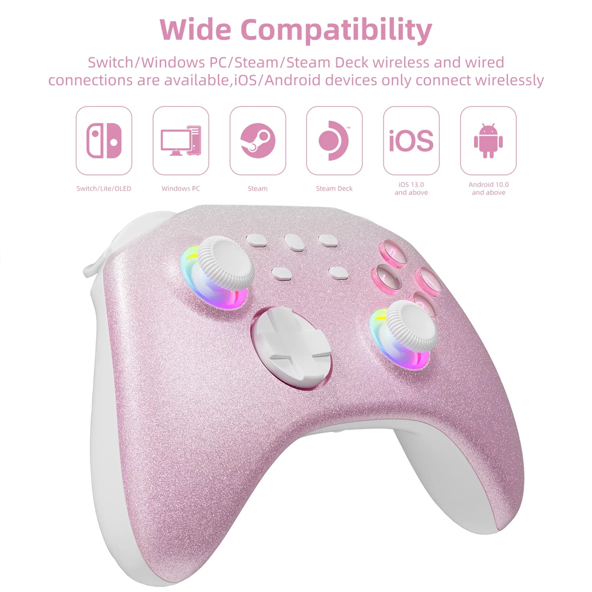 PokÃ©mon Violet Game Disc and Upgraded Switch Pro Controller for Nintendo Switch/OLED/Lite, Wireless Switch Remote for PC/IOS/Android/Steam Pink