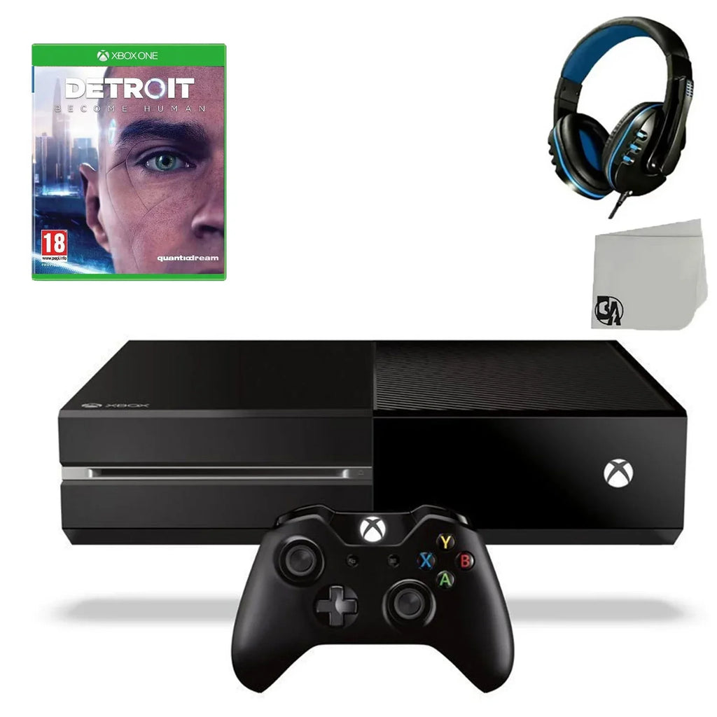 Pre-Owned Xbox One Original 500GB Gaming Console Black Headset With Detroit Become Human Game BOLT AXTION Bundle (Refurbished: Like New)