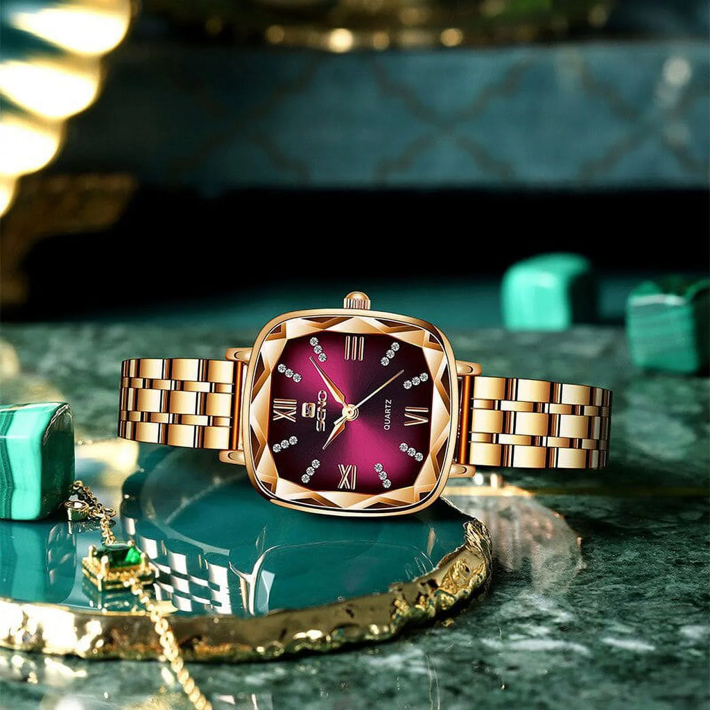 Stylish Women Wrist Watch 2022 Square Rose Gold Ladies Watch For Female Clock Stainless Steel Women Watches Top Brand Luxury Rhinestone