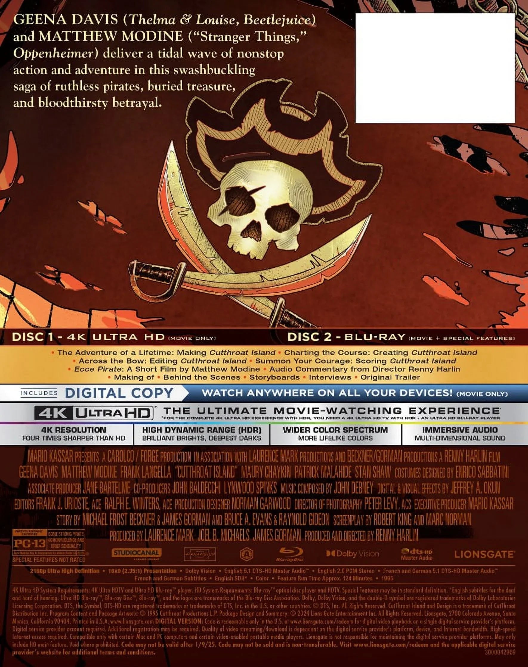 Stylish Cutthroat Island (Steelbook) (Walmart Exclusive) (4K Ultra HD + Blu-Ray + Digital Copy)