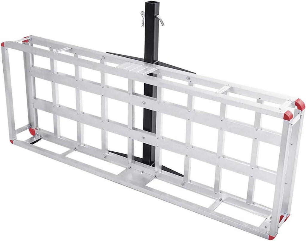 Stylish Hitch Cargo Carrier, Aluminum Trailer Hitch Cargo Carrier Fits 2â Receiver, 60â x 22â x 7â Mount Luggage Rack, Vehicle Cargo Basket for SUV, Truck, Car, 500LBS Capacity