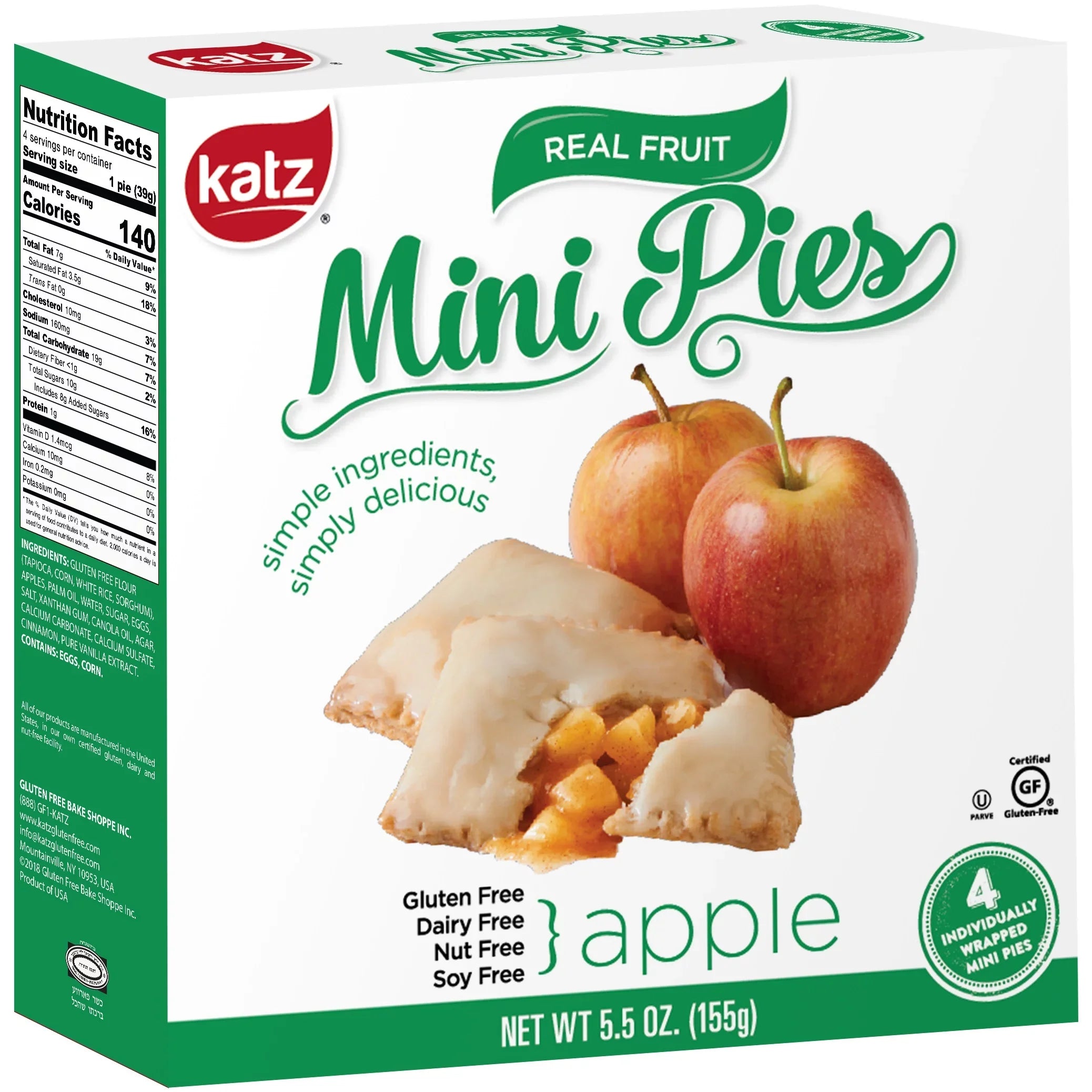 Katz Gluten Free Mini Pies | Gluten Free, Dairy Free, Nut Free, Soy Free, Kosher | Ounce Each)